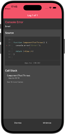 没有 Owner Stack 的错误示例