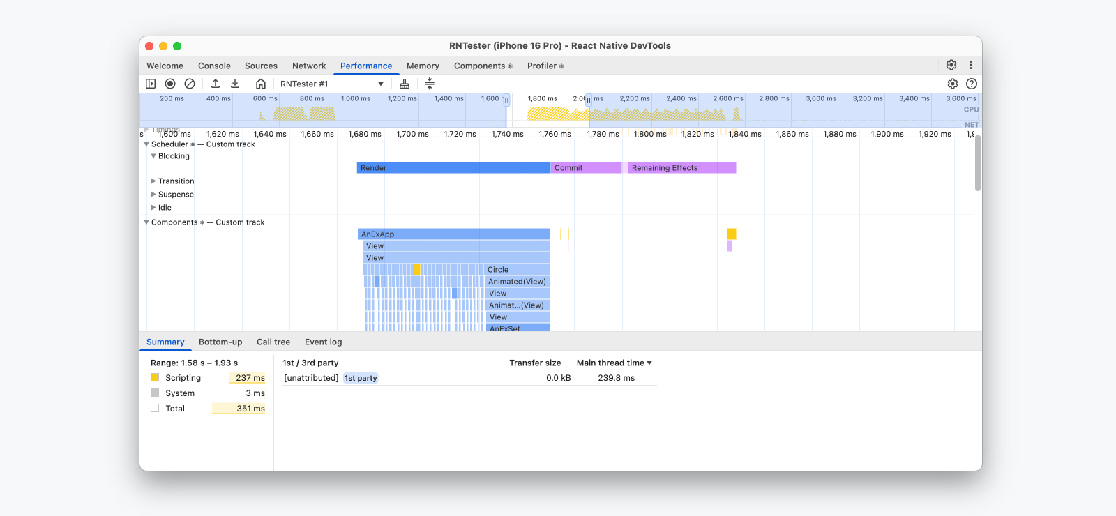 React Native DevTools 中的性能跟踪
